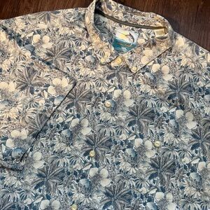 Tommy Bahama 100% Silk Blue Floral Button Up Hawaiian Shirt Men's XXL Tropical
